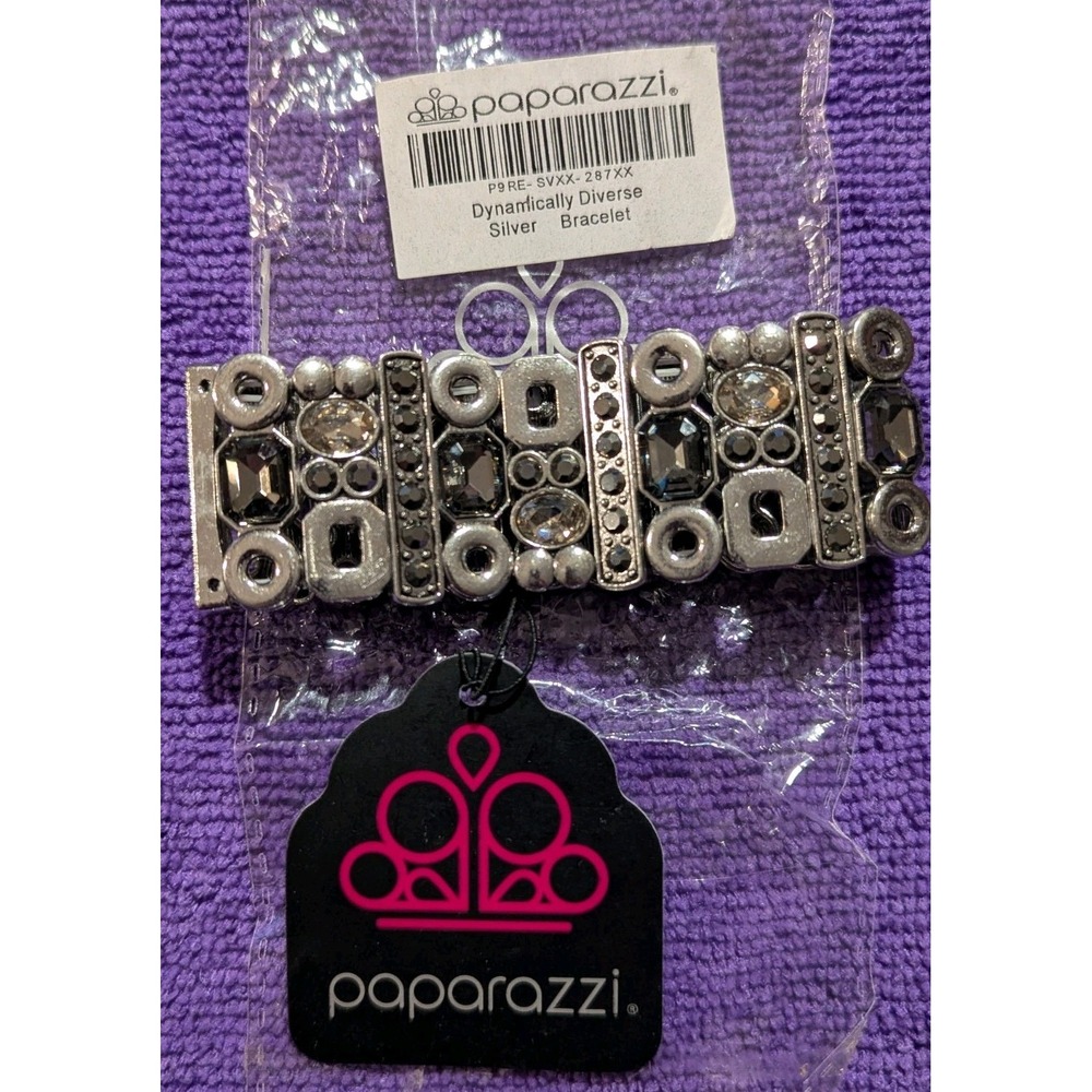 Paparazzi "Dynamically Diverse" Silver Beaded Stretch Cuff Bracelet
